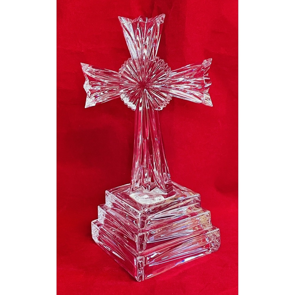Crystal Treasures Standing Cross Full Lead Crystal Clear 8 Inch
